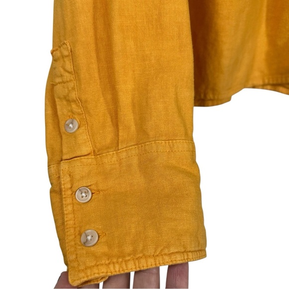WEEKEND LA XL Orange Linen Blend Cropped Button Down Blouse Lightweight - Picture 3 of 7